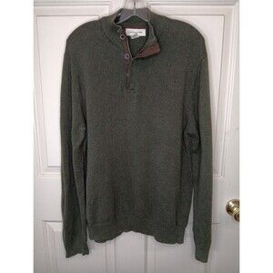 Frederick Anderson Copenhagen 1/4 Zip Sweater XL Olive Green Mock Neck Button
